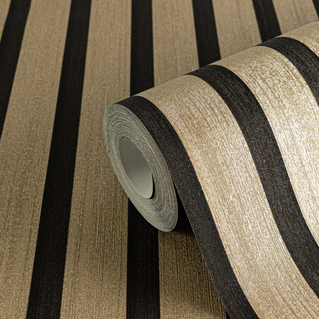 Tapeten Streifen Gold Schwarz Elegante Strukturtapete Modern