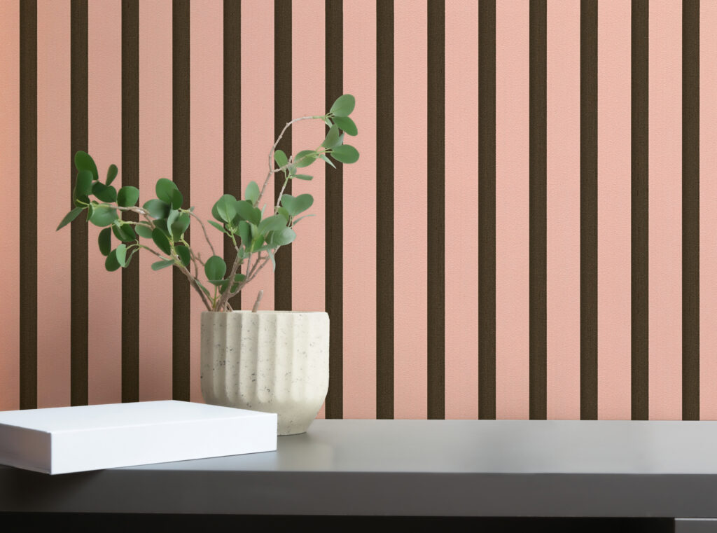 Tapeten Streifen Rosa Dunkelbraun Vertikal Modern Retro