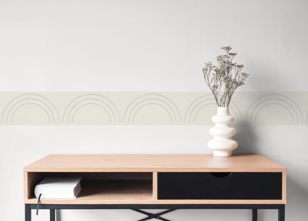 Tapeten Bordüre Halbkreis Bogen Beige Minimalistisch Modern
