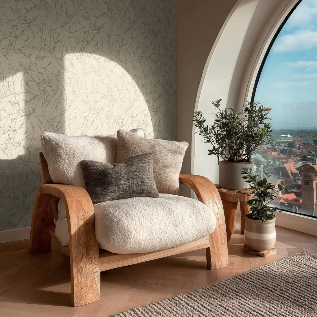 Tapeten Botanisch Gräser Beige Creme Natur Wohnzimmer