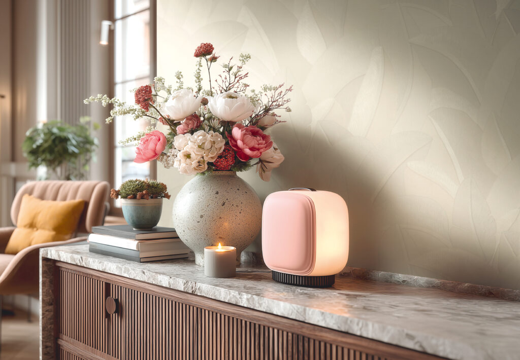Tapeten Beige Blätter Muster Elegant Modern Wohnzimmer