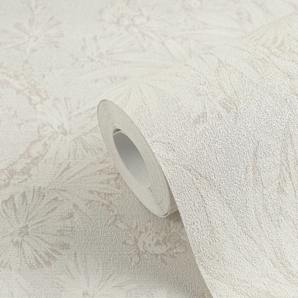 Tapeten Creme Blumen Muster Strukturtapete Floral Uni
