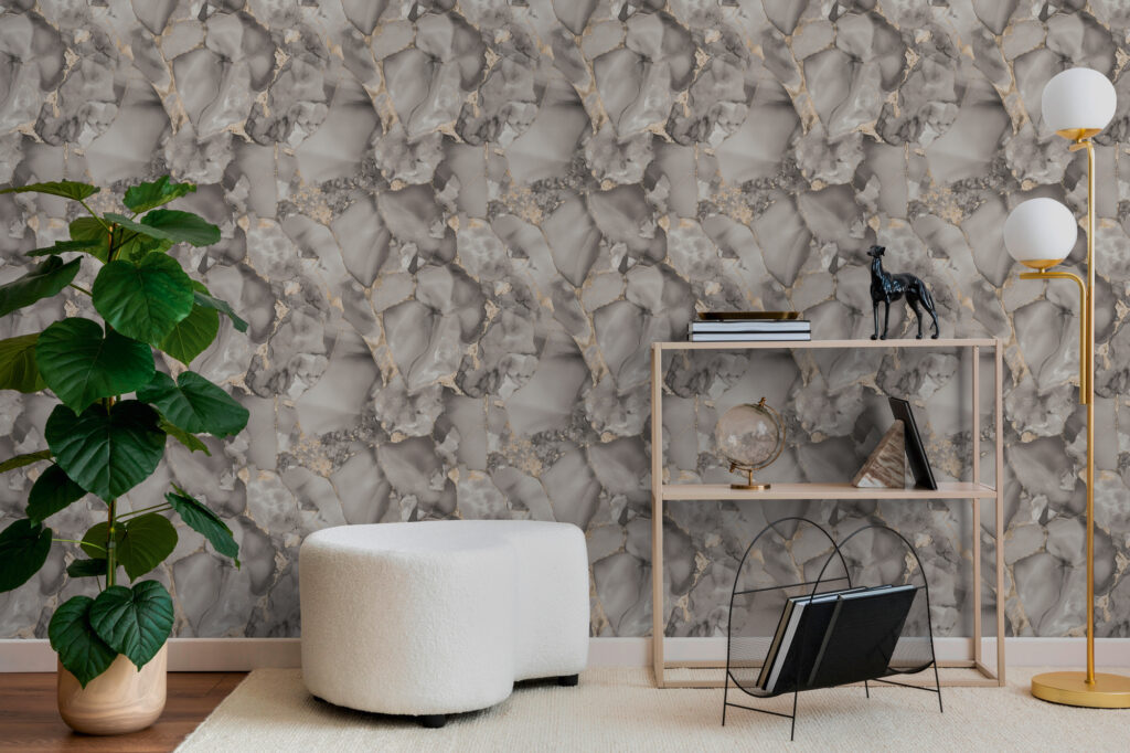 Tapeten Marmor Grau Gold Stein Optik Luxus Modern