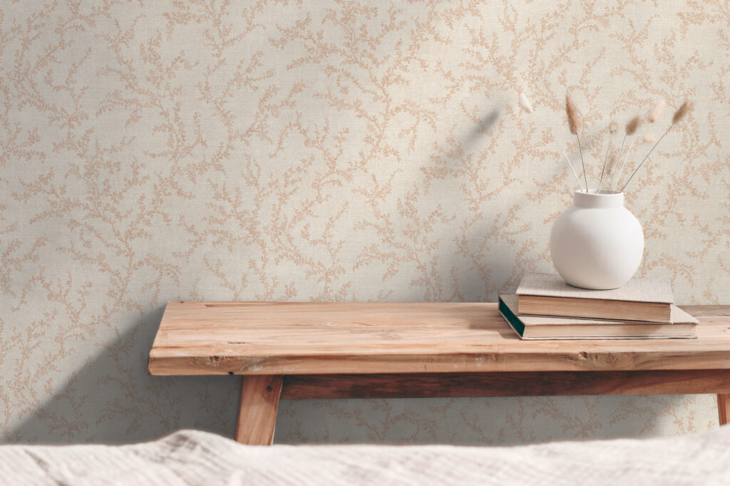 Tapeten Florale Zweige Beige Rosé Boho Landhaus