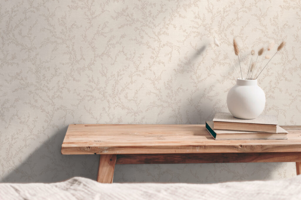 Tapeten Beige Zweige Muster Boho Natur Wanddeko