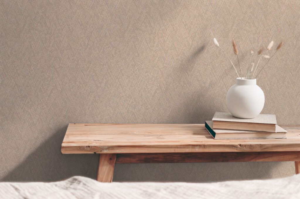 Tapeten Beige Textiloptik Chevron Muster Uni Wohnzimmer