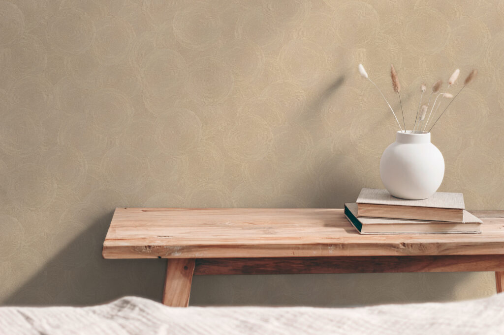 Tapeten Beige Kreismuster Abstrakt Boho Wohnzimmer
