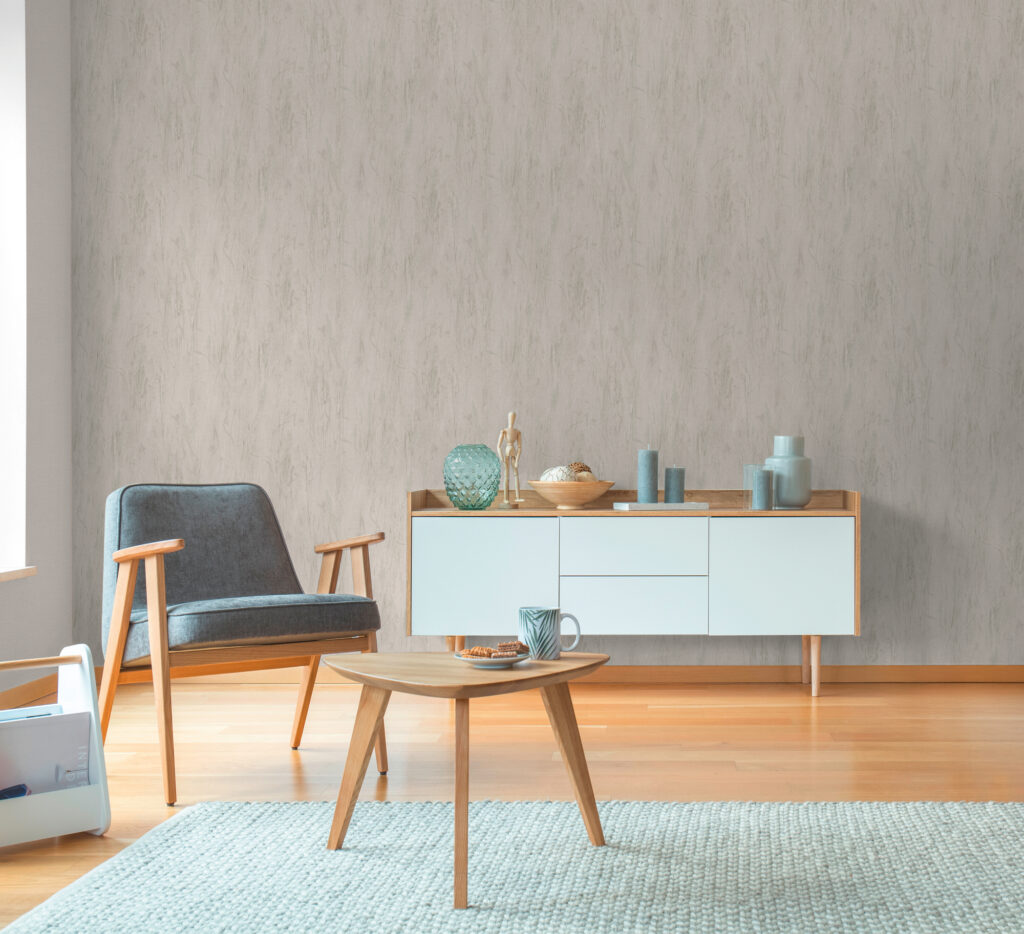 Tapeten Uni Beige Grau Putzoptik Struktur Modern Wohnzimmer