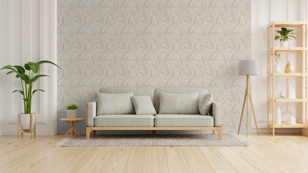 Tapeten Blättermuster Beige Grau Nordisch Wohnzimmer Modern