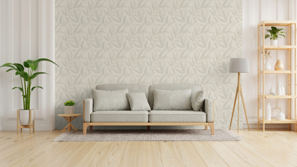 Tapeten Blätter Muster Hellgrün Beige Natur Wohnzimmer