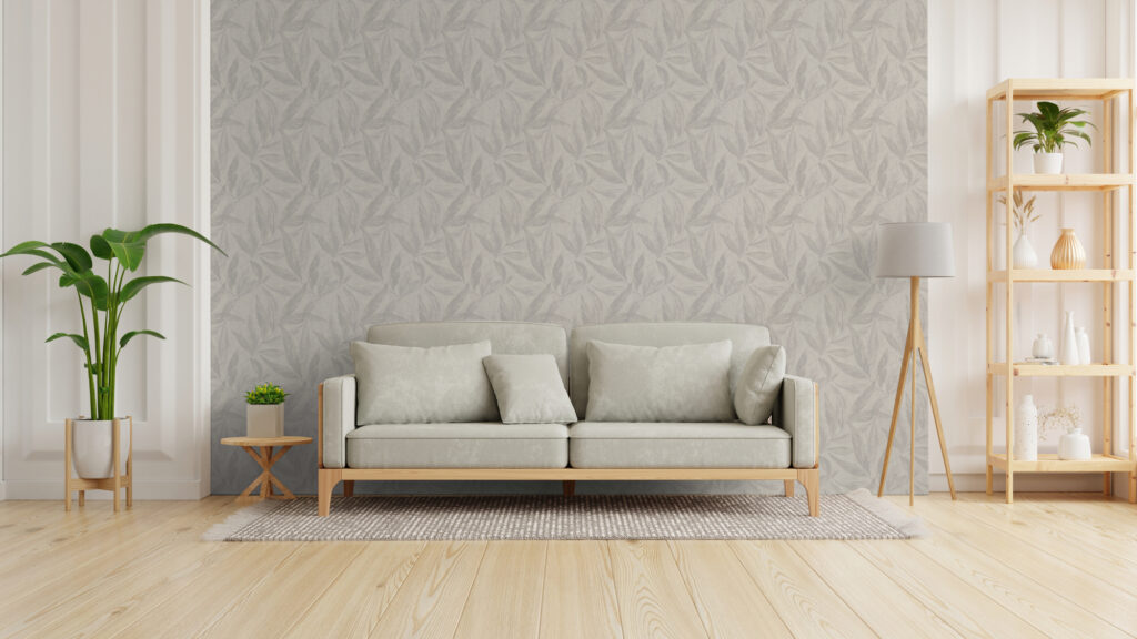 Tapeten Blätter Muster Grau Beige Modern Botanisch