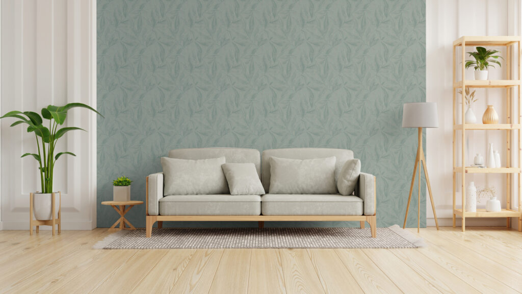 Tapeten Blätter Muster Mintgrün Botanisch Wohnzimmer