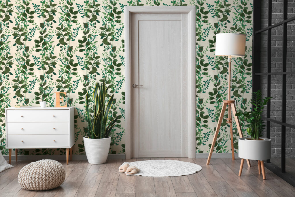 Tapeten Grüne Blätter Ranken Botanical Creme Natur Modern