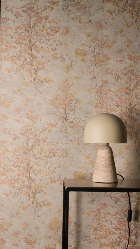 Tapeten Herbstbäume Rosa Gelb Grau Natur Vintage Muster
