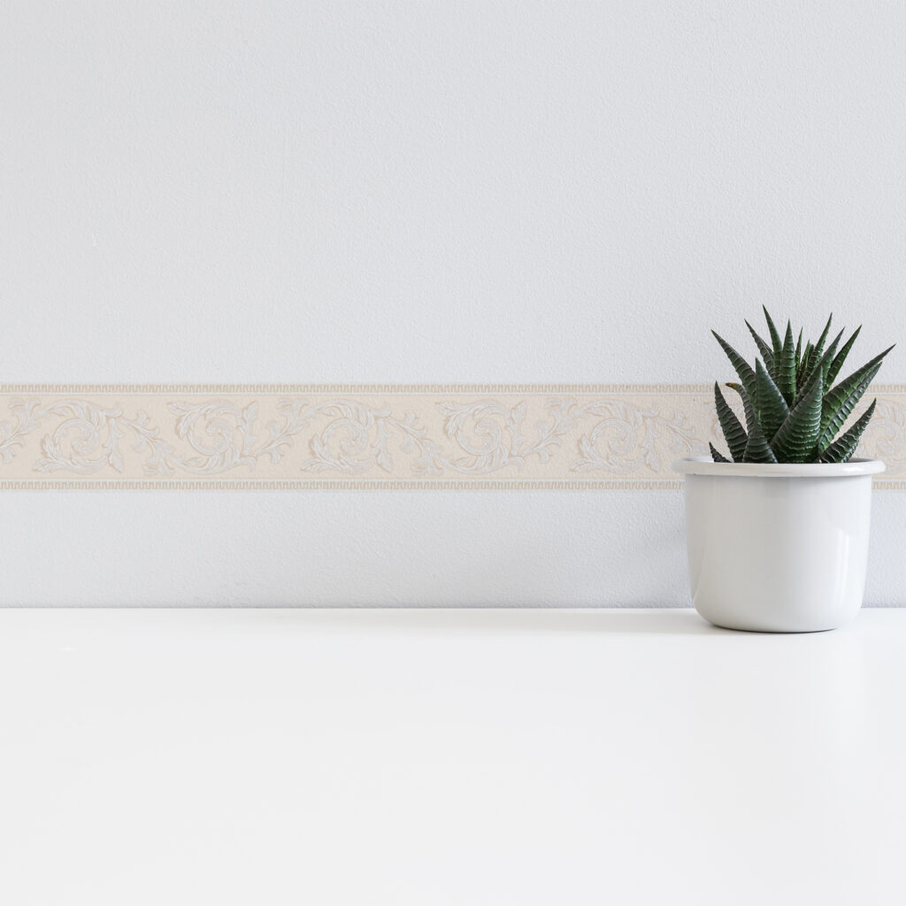 Tapeten Bordüre Klassisch Ornament Beige Creme Ranken Dekor