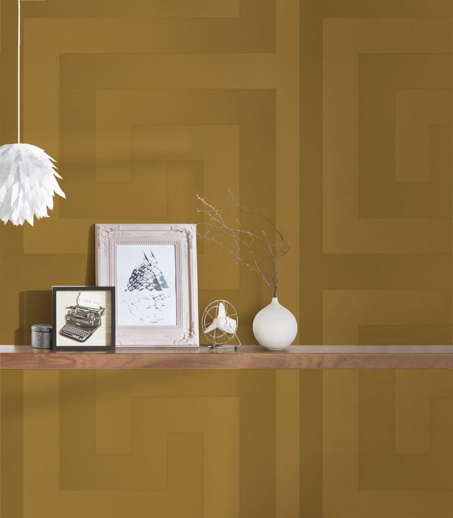 Tapeten Geometrisches Muster Ocker Gold Retro Quadrate Modern