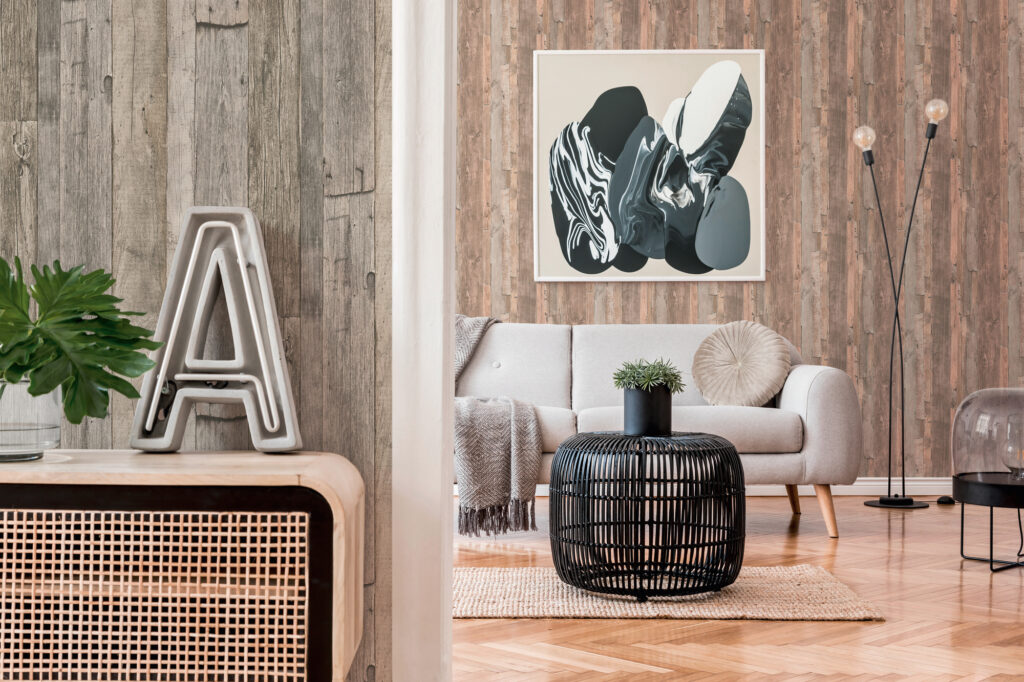 Tapeten Holzoptik Braun Grau Vintage Rustikal Wohnzimmer