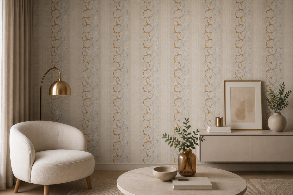 Tapeten Geometrische Kreise Silber Kupfer Beige Modern