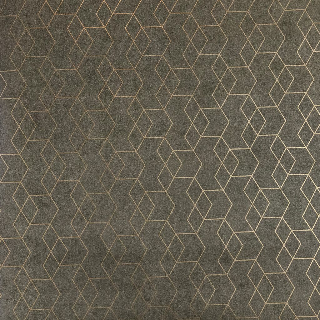 Tapeten Geometrisch 3D Würfel Grau Gold Metallic Modern