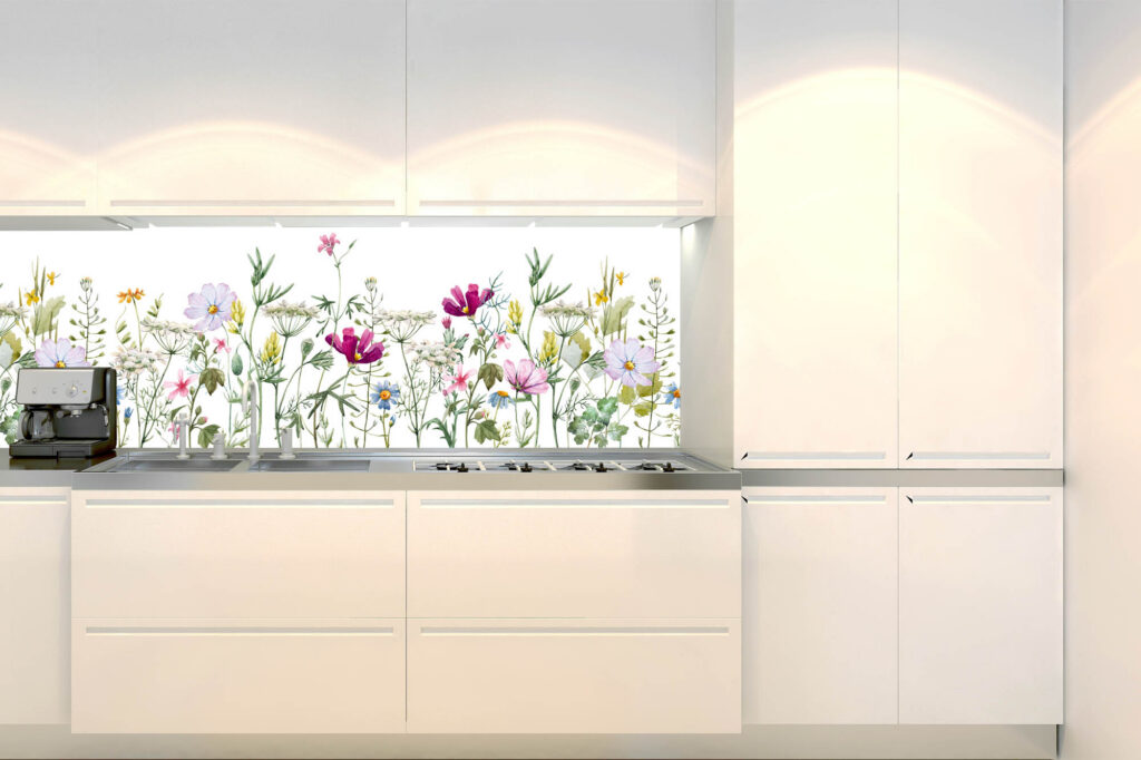 Küchenrückwand Folie - Blumen Patchwork