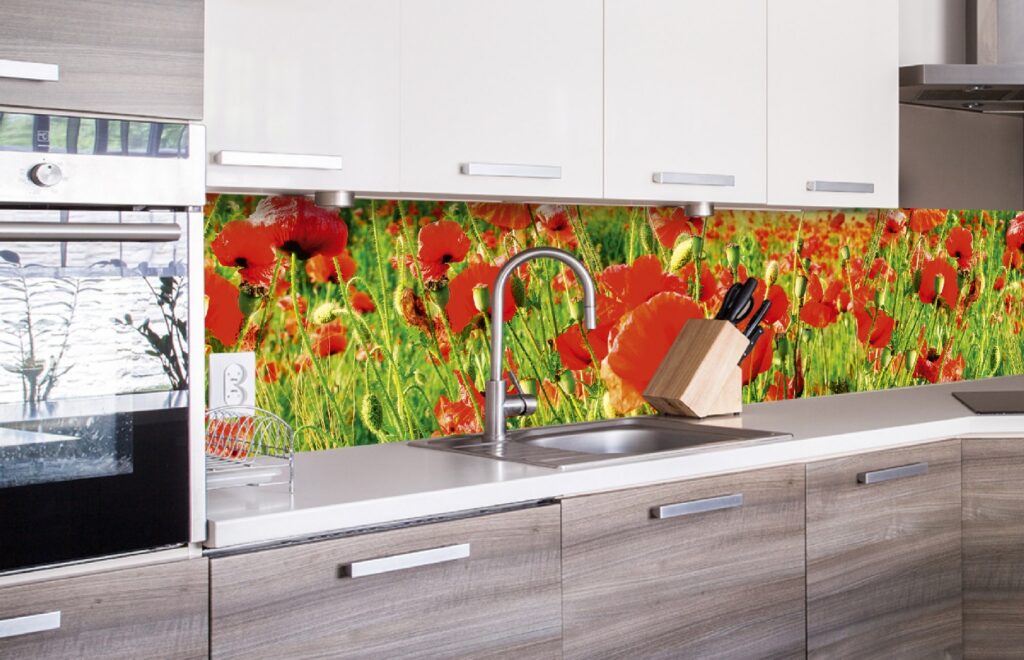 Küchenrückwand Folie - Rote Mohnblumen