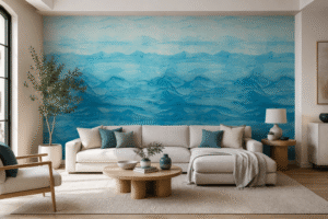 Blaue Tapete